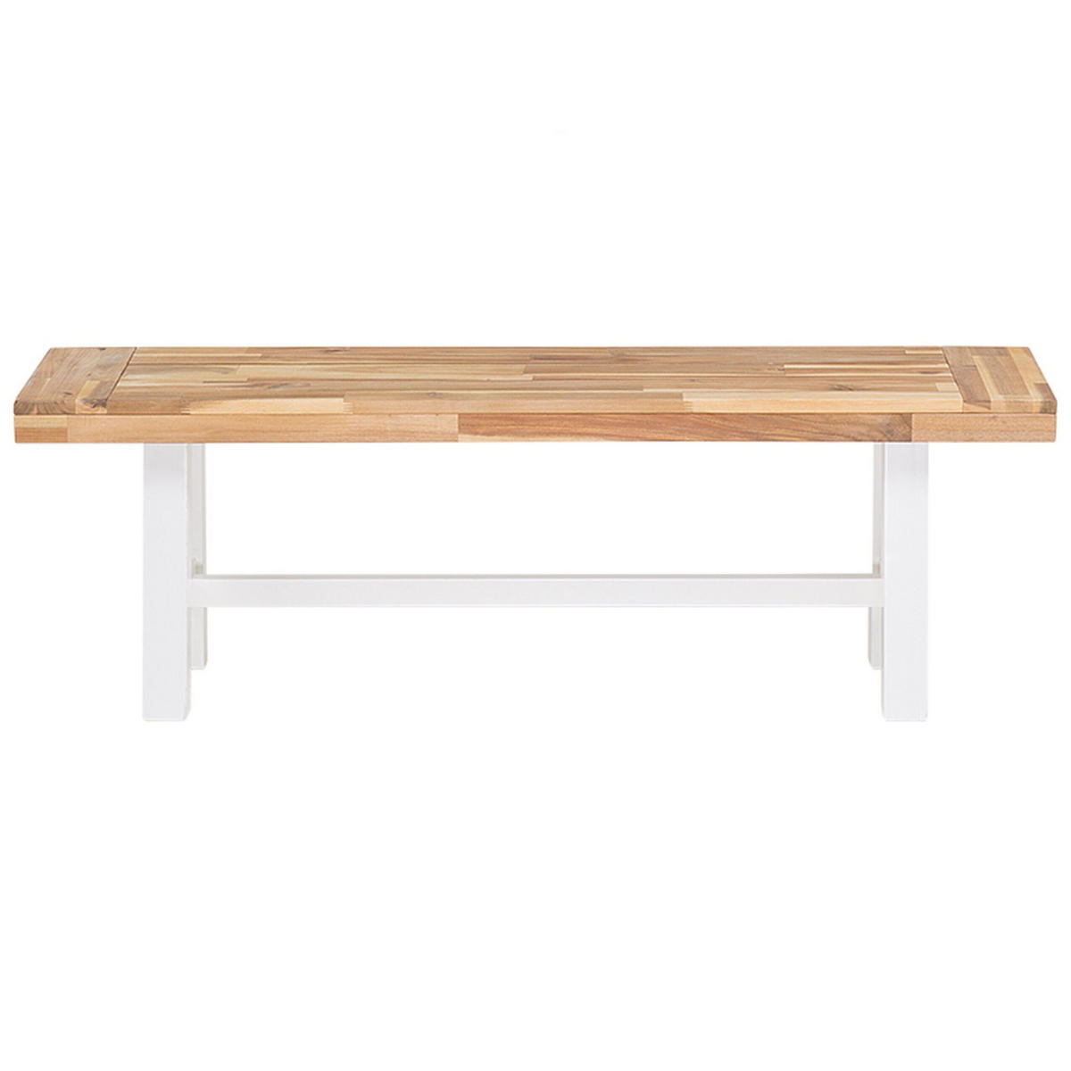 SITZBANK Akazienholz weiß/hellbraun 140 cm Scania - Hellbraun/Weiß, Holz (140/45/36cm) - Beliani