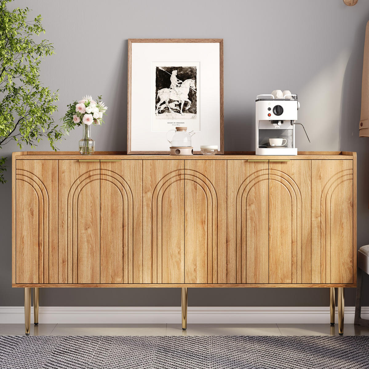 SIDEBOARD 140 cm Stauraum - Naturfarben, Holzwerkstoff (140/75/38cm)