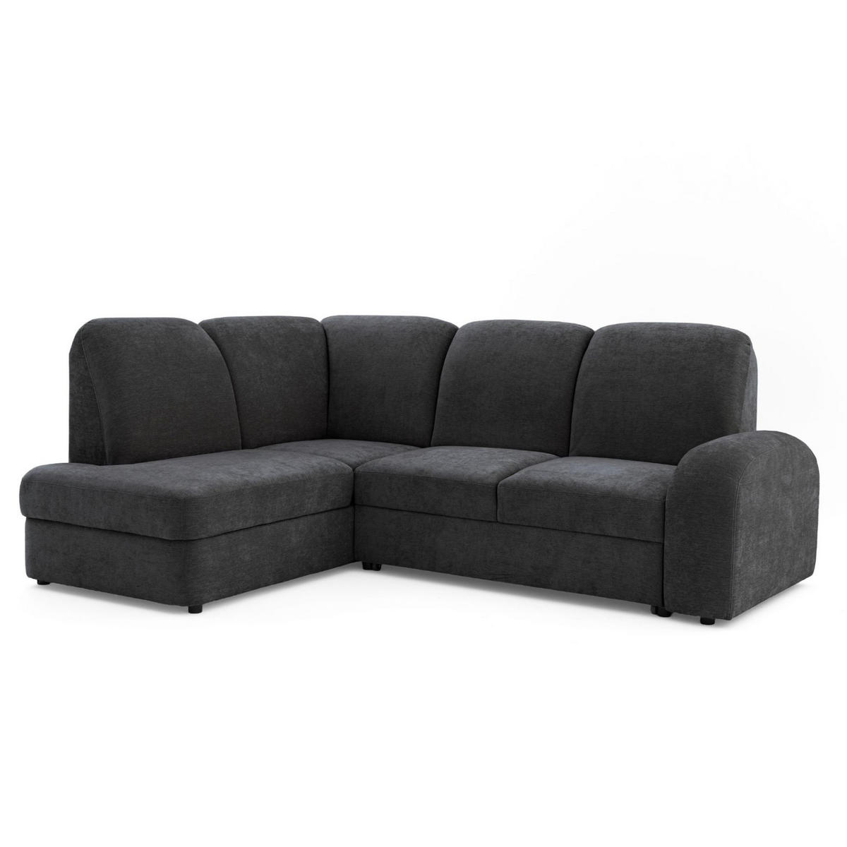 ECKSOFA VIBE L Links mit Schlaffunktion 129x205 Chenille Anthrazit - Anthrazit/Schwarz, Holz/Kunststoff (186/250cm) - Muffo