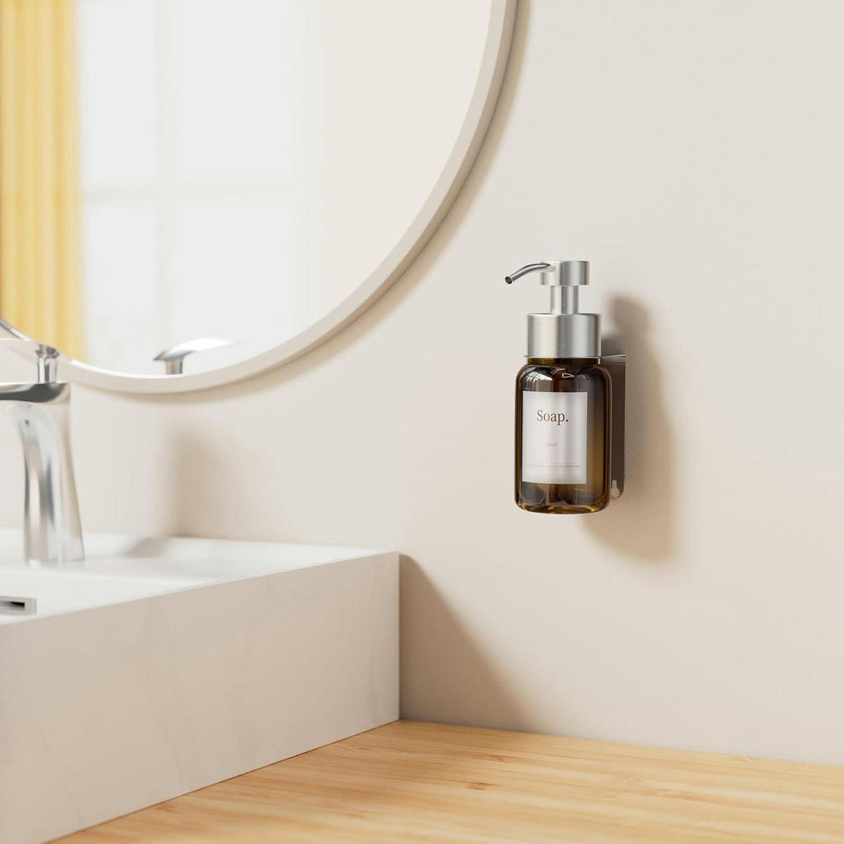 SEIFENSPENDER Glas mit Wandhalterung 250ml - Braun, Glas (6.5/16.5/7.5cm)
