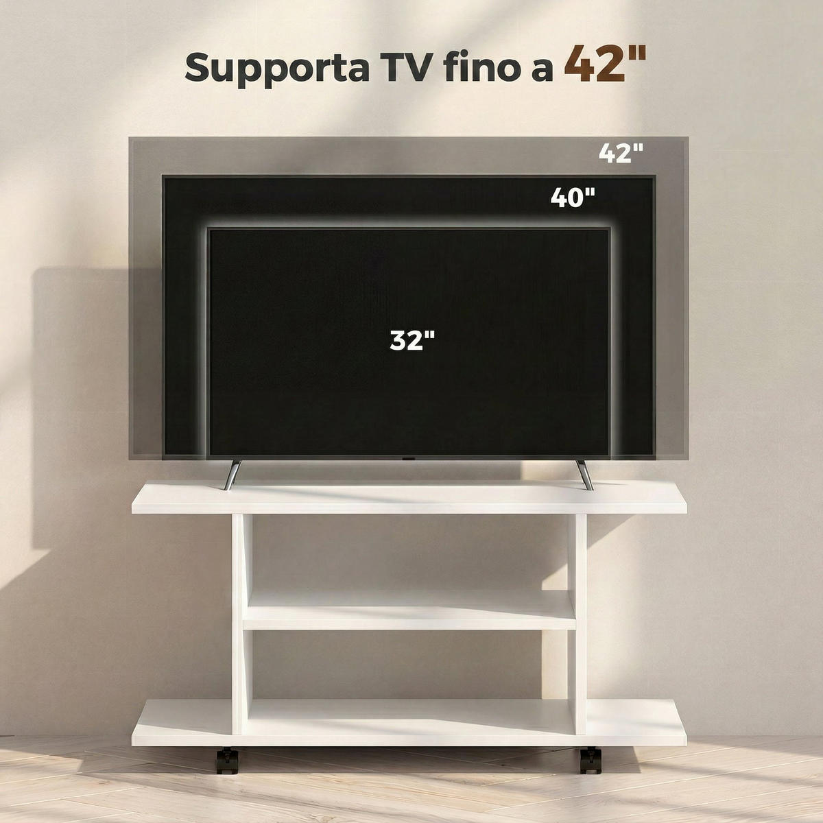 TV-MÖBEL Weiß 1 Stück - Weiß, Holzwerkstoff (80/40/40cm) - GiPP