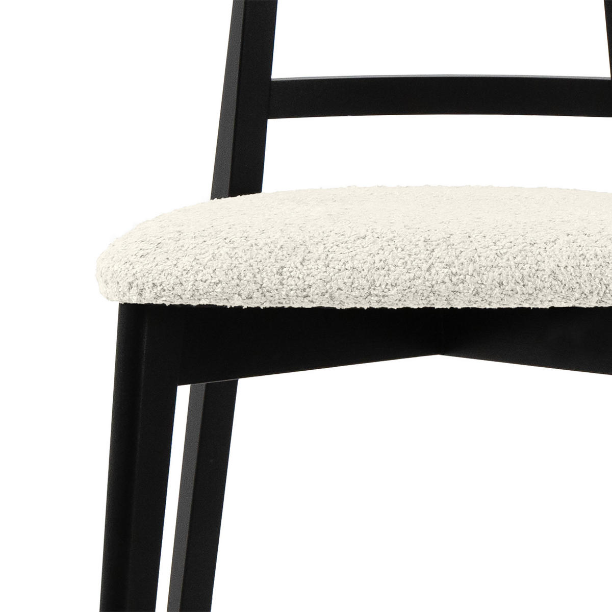 HOLZSTUHL LILIO Esstischstühle, 2-er Set, Bouclé - Schwarz/Weiß, Holz/Textil (47/76.5/45cm) - KONSIMO®