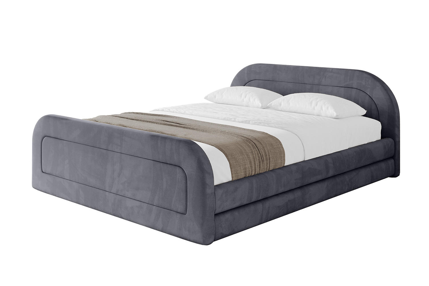 POLSTERBETT mit Bettkasten, Fußteil und Lattenrost, Boxbett mit Matratze H3/H4 - LERIS-v1-Z 200x200 Dunkelgrau - Dunkelgrau, Holzwerkstoff/Textil (200/200cm) - ALTDECOR