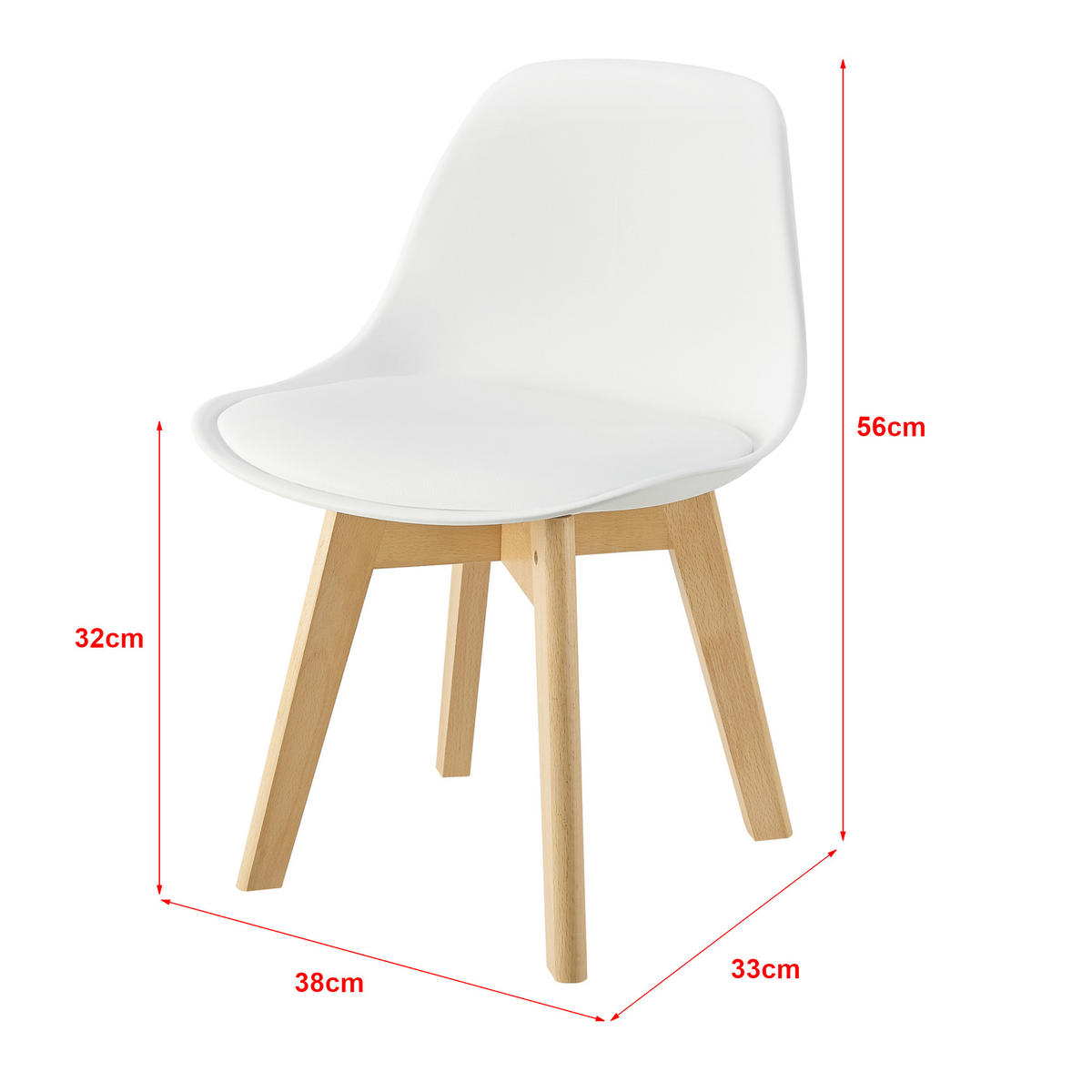 KINDERSTUHL Elvdal - Naturfarben/Weiß, Holz/Kunststoff (38/56/33cm) - [en.casa]