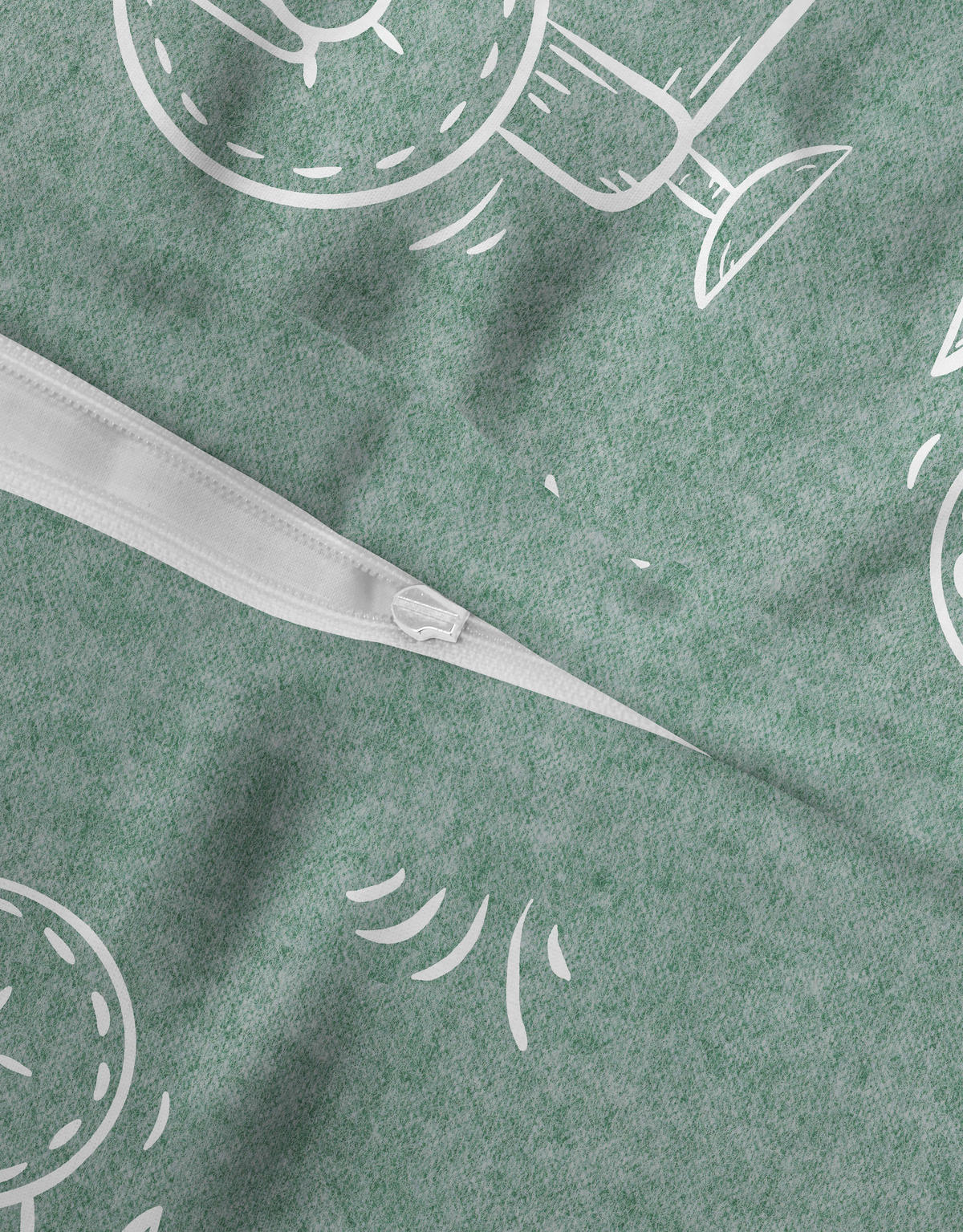 BETTWÄSCHE-GARNITUR Premium Melange Lokomotive fichte, 100x135 cm + 40x60 cm - Dunkelgrün, Textil (100/135cm) - biberna