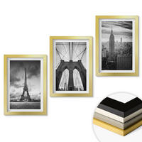 WANDBILDER 3er Set - 20x30 cm Goldrahmen - Monochromatische Brückentürme - Goldfarben, Kunststoff (20/30cm) - ArtPrintCave