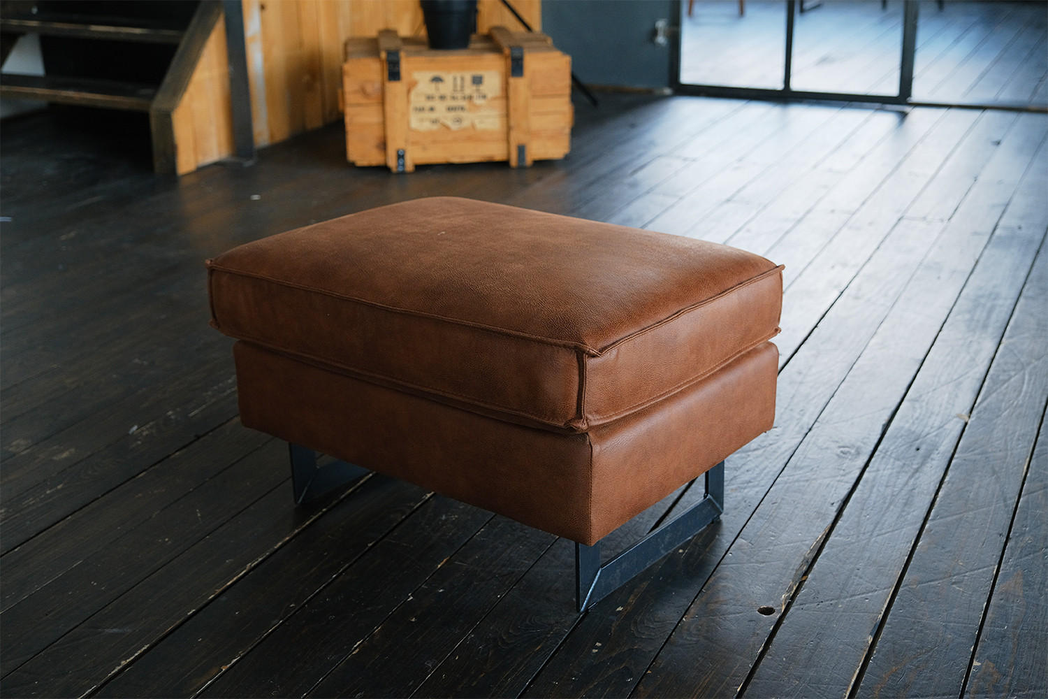 Thumbnail - Kawola Hocker, Braun, Leder, Rechteckig, 88x48x58 cm, Wohnzimmer, Hocker, Sitzhocker