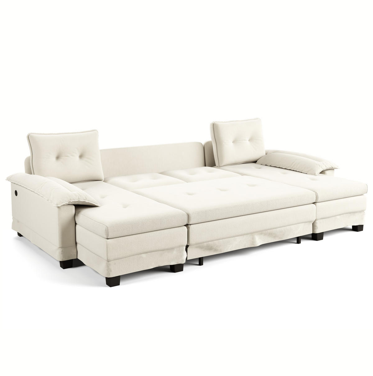 SOFA-BETT U-Form mit USB und Schlaffunktion 278 cm Chenille Beige - Beige, Textil (127/87/278cm) - Meubliv