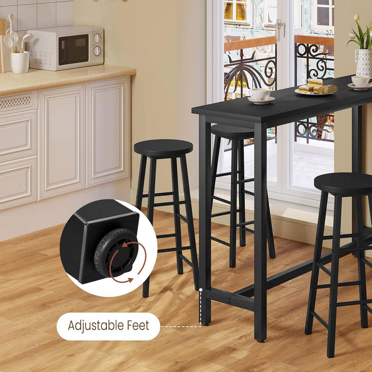 BARTISCH, aus MDF, Helle Eiche, 140x100x40cm - Schwarz, Holzwerkstoff/Metall (40/140/100cm) - Woltu