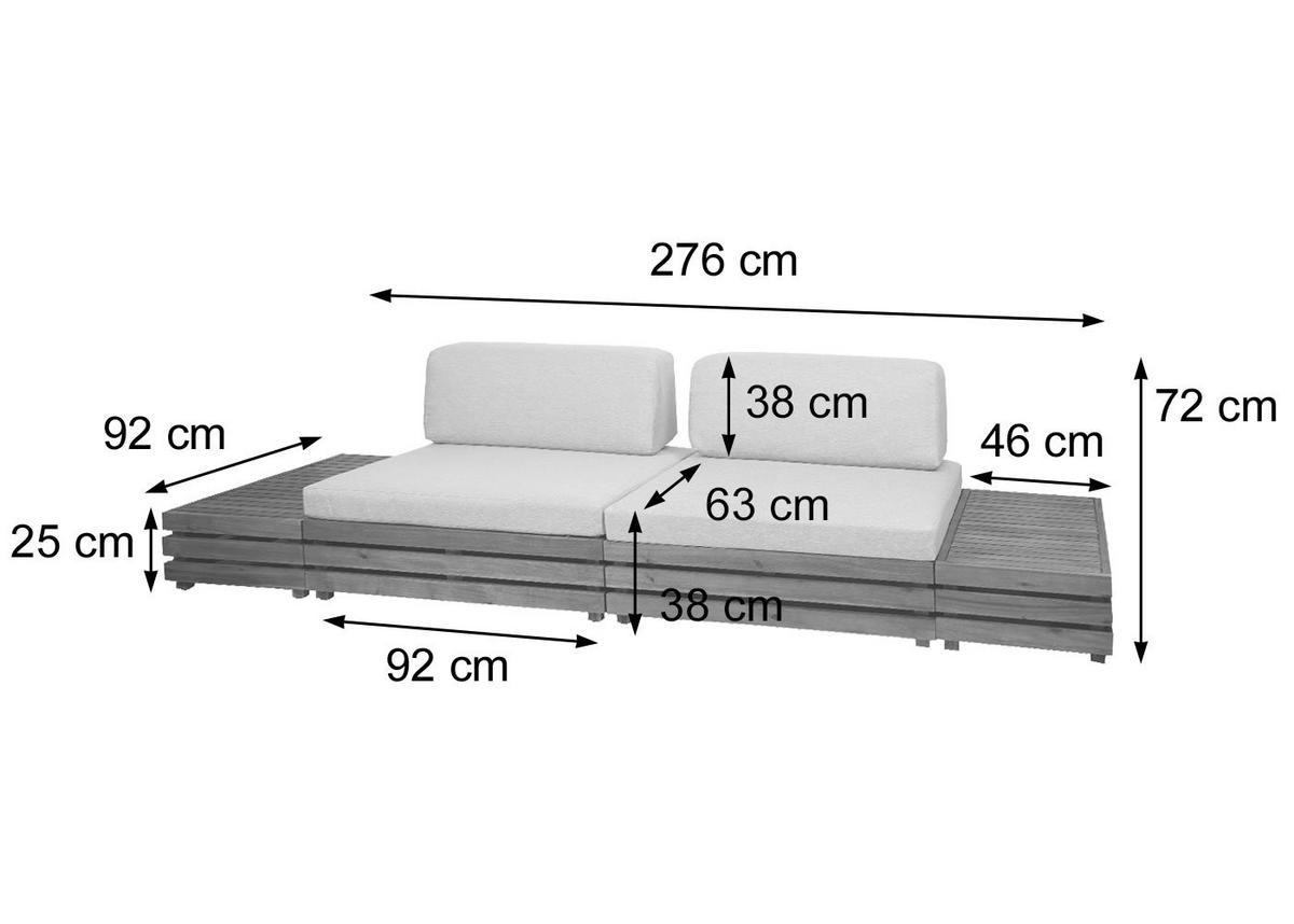 GARTEN-GARNITUR Schwarz, Grau - Schwarz/Grau, Holz - MCW