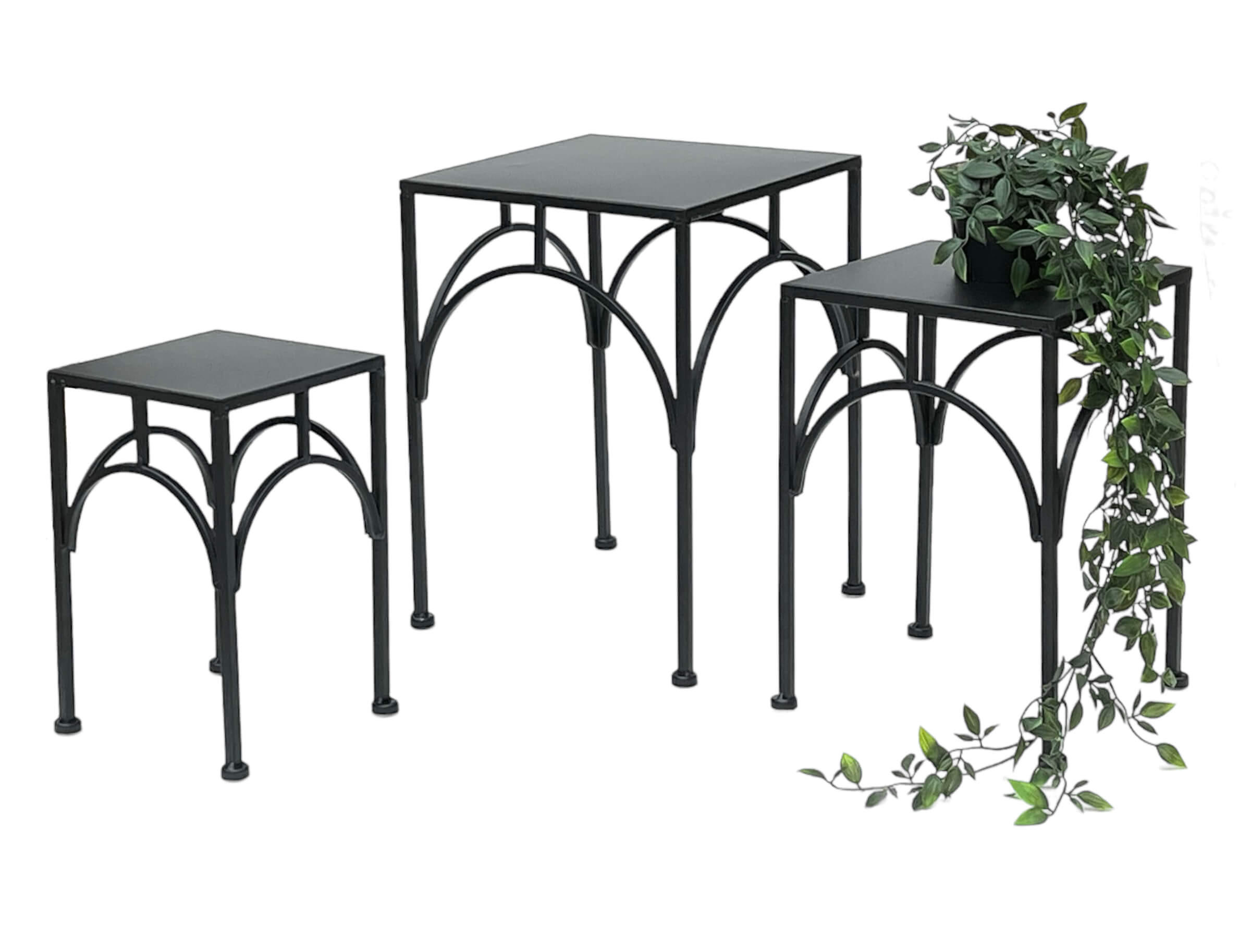 BLUMENHOCKER Metall Schwarz Eckig 3er Set - Schwarz, Metall (18/28/18cm) - DanDiBo