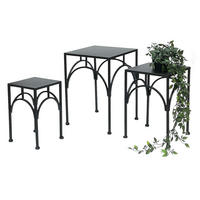 BLUMENHOCKER Metall Schwarz Eckig 3er Set - Schwarz, Metall (18/28/18cm) - DanDiBo