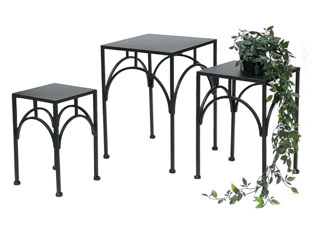BLUMENHOCKER Metall Schwarz Eckig 3er Set - Schwarz, Metall (18/28/18cm) - DanDiBo