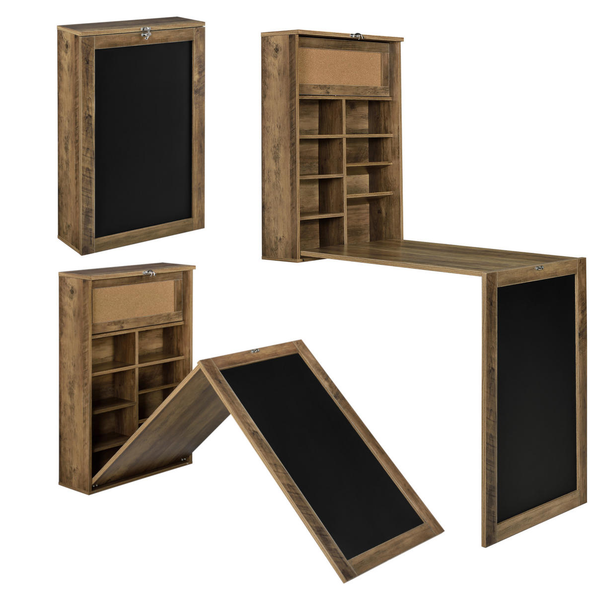 WANDKLAPPTISCH Kläppen - Braun, Holzwerkstoff (50/156/91.5cm) - [en.casa]
