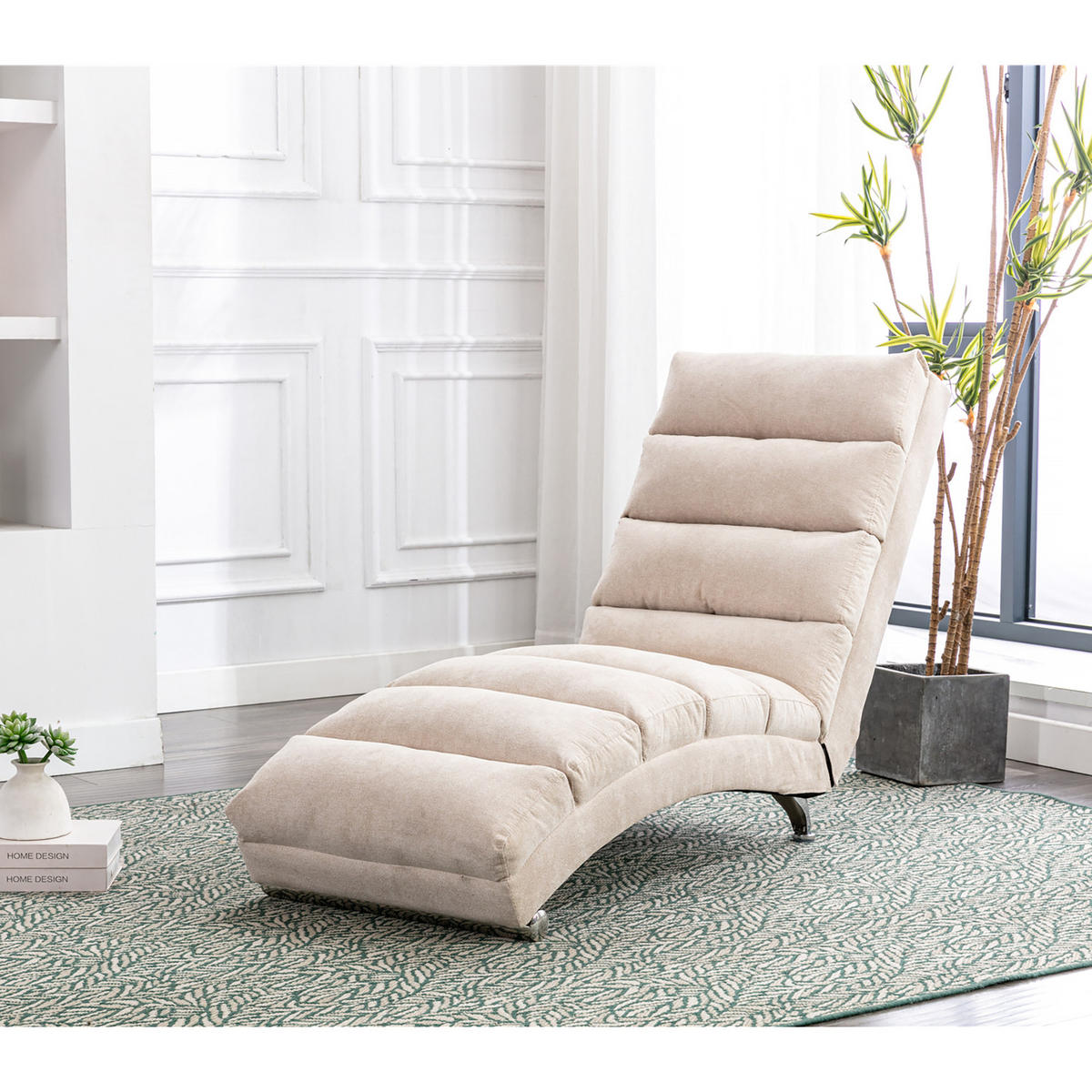 LIEGESOFA Entspannungsliege – mit Ganzkörperunterstützung, Vibrationsfunktion & Seitentaschen, modern, für Wohnzimmer, Büro & Schlafzimmer - Beige, Textil (55/84/148cm) - Ej. Life