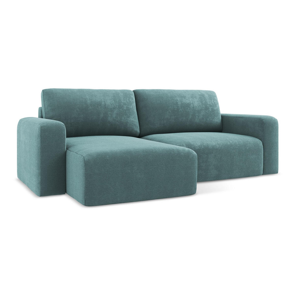 ECKSOFA mit Schlaffunktion links Chenille Stoff Blau - Blau/Beige, Kunststoff/Textil (149/244cm) - Makamii