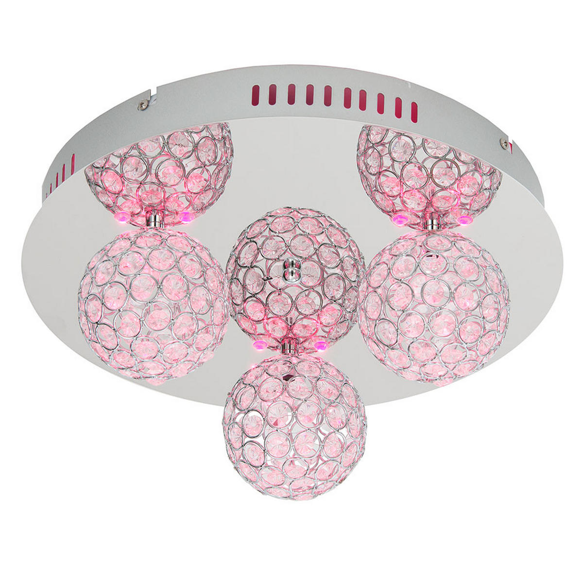 DECKENLEUCHTE Metall Silber Kristalloptik - Silberfarben, Glas (38/38/17cm) - Esto