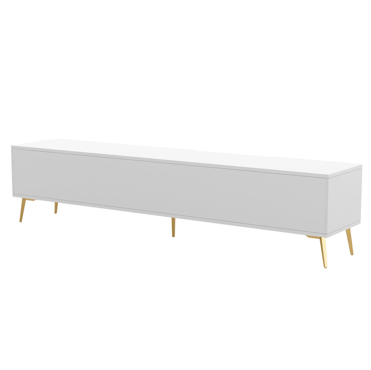 TV stolek 180/35/41 cm pro TV do 80 palců, se 2 zásuvkami a 2 dvířky, z MDF, Bílá - bílá, kompozitní dřevo (180/41/35cm) - Redom