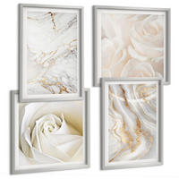 BILDER SET 4er Set - 50x50 cm & 40x60 cm Silberner Rahmen - Elegante Marmormuster - Silberfarben, Kunststoff (50/50cm) - TULUP