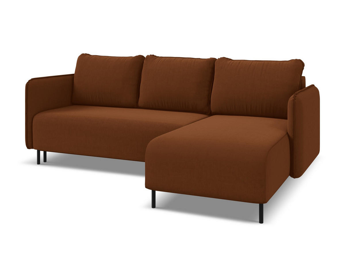 ECKSOFA Links Chenille Stoff Gelb - Currygelb/Gelb, Textil/Metall (160/264cm) - Makamii