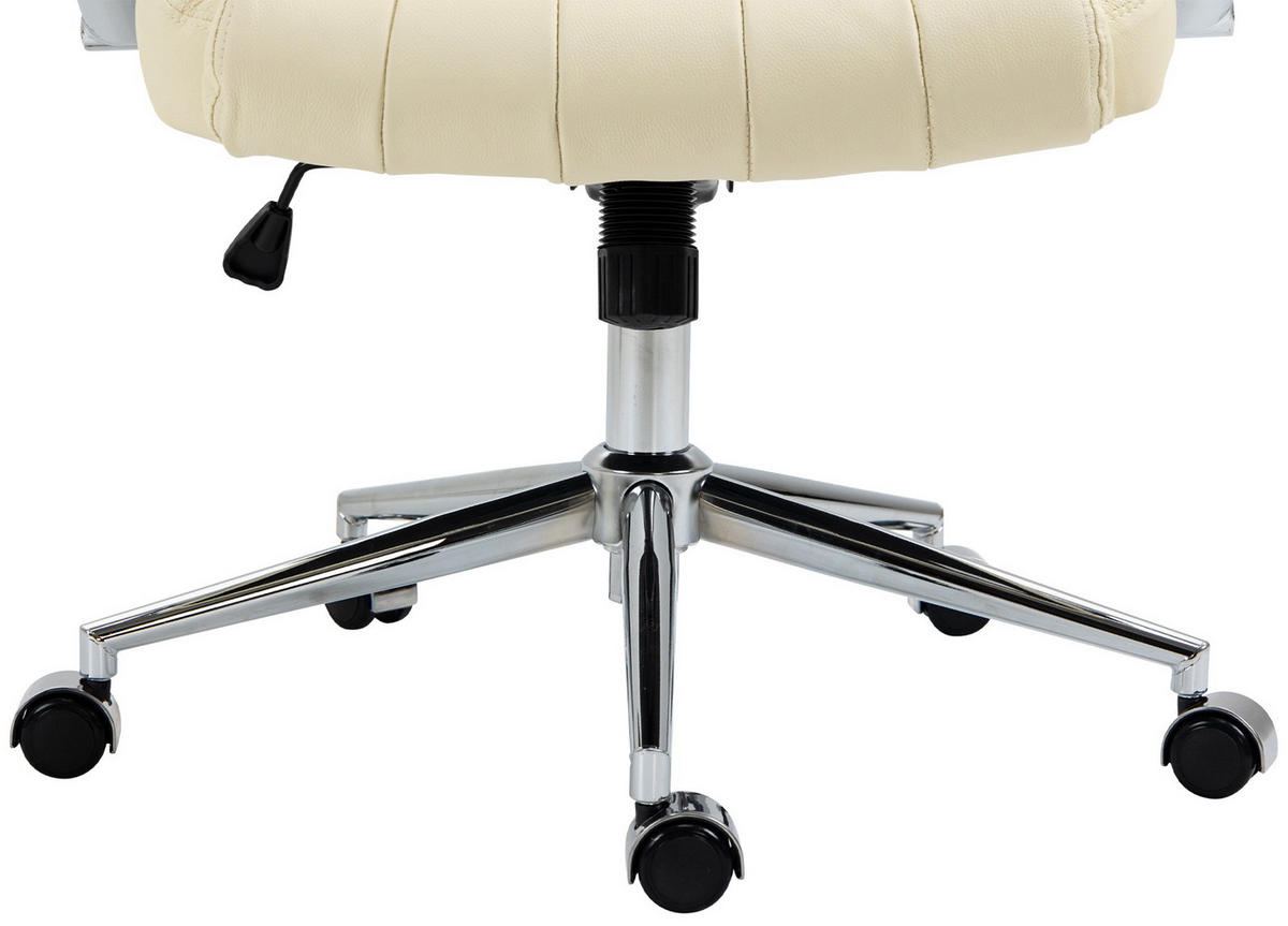 CHEFSESSEL Echtleder creme - Chromfarben/Creme, Leder/Metall (73/120/76cm) - CLP