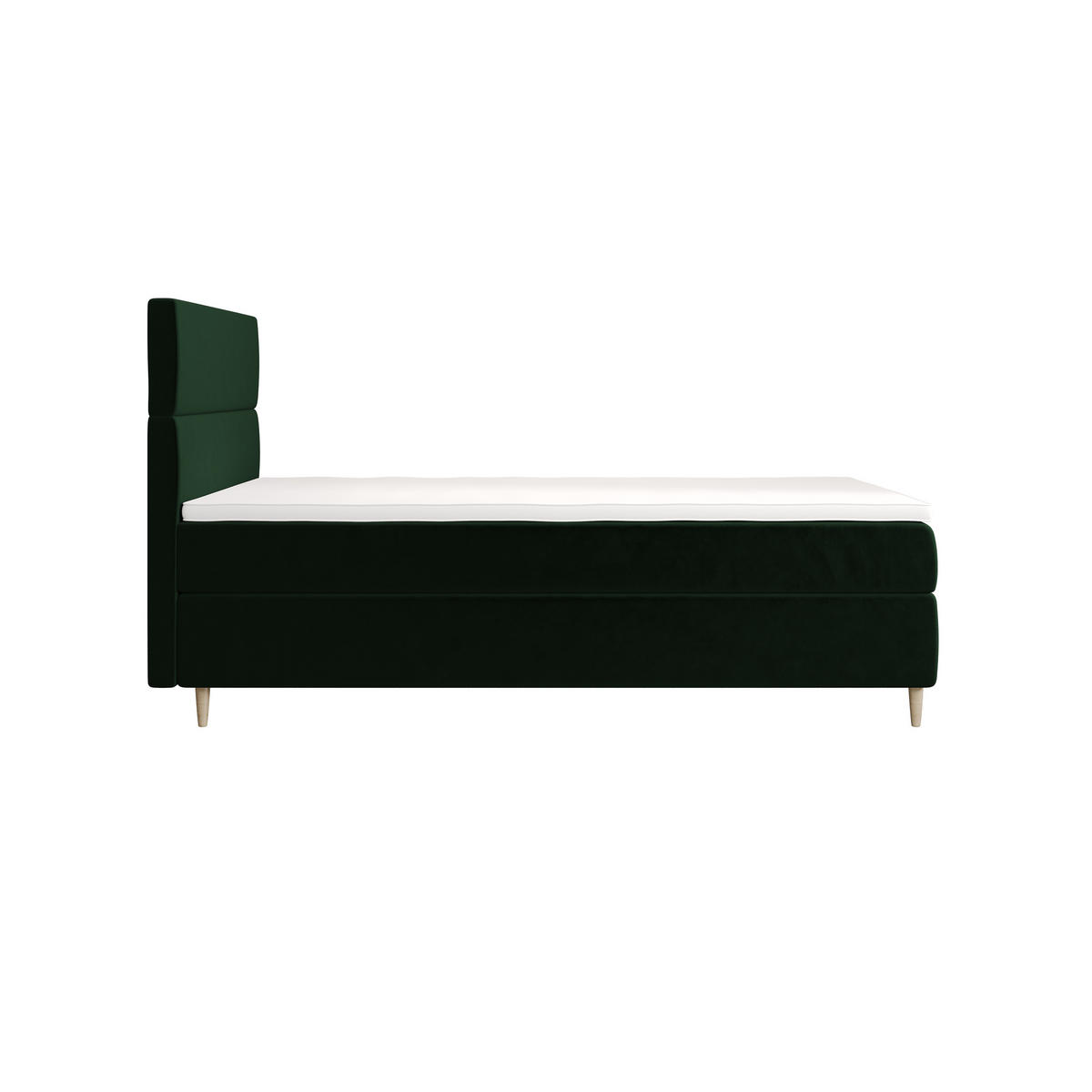BOXBETT FLO 120x200 Itaka 10, mit Matratze H3, Bonell und Topper, Dunkelgrün - Dunkelgrün, Holz/Textil (120/200cm) - Bedante
