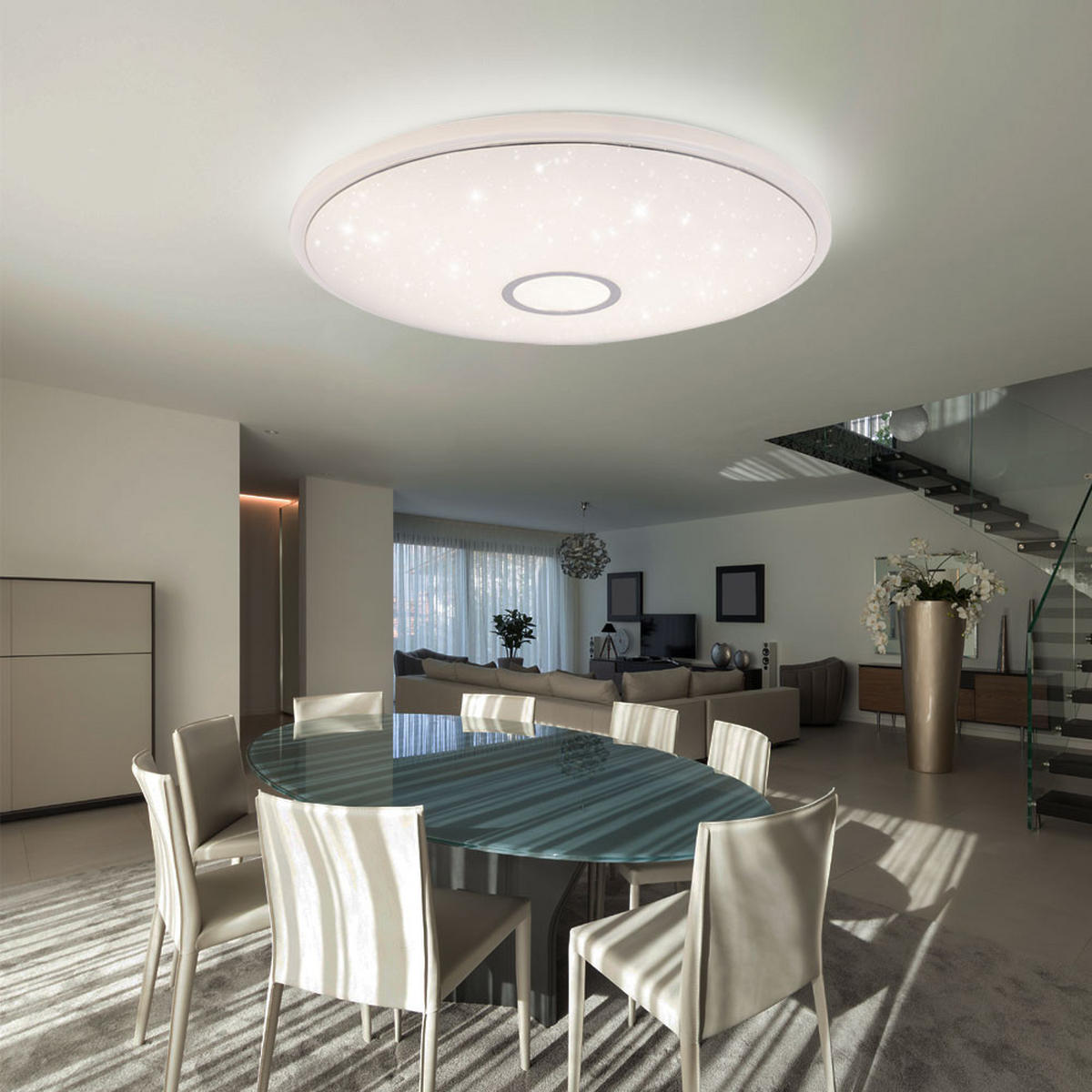 LED DECKENLEUCHTE Connor Weiß Kristalloptik - Weiß, Metall (50/50/6.5cm) - Globo Lighting