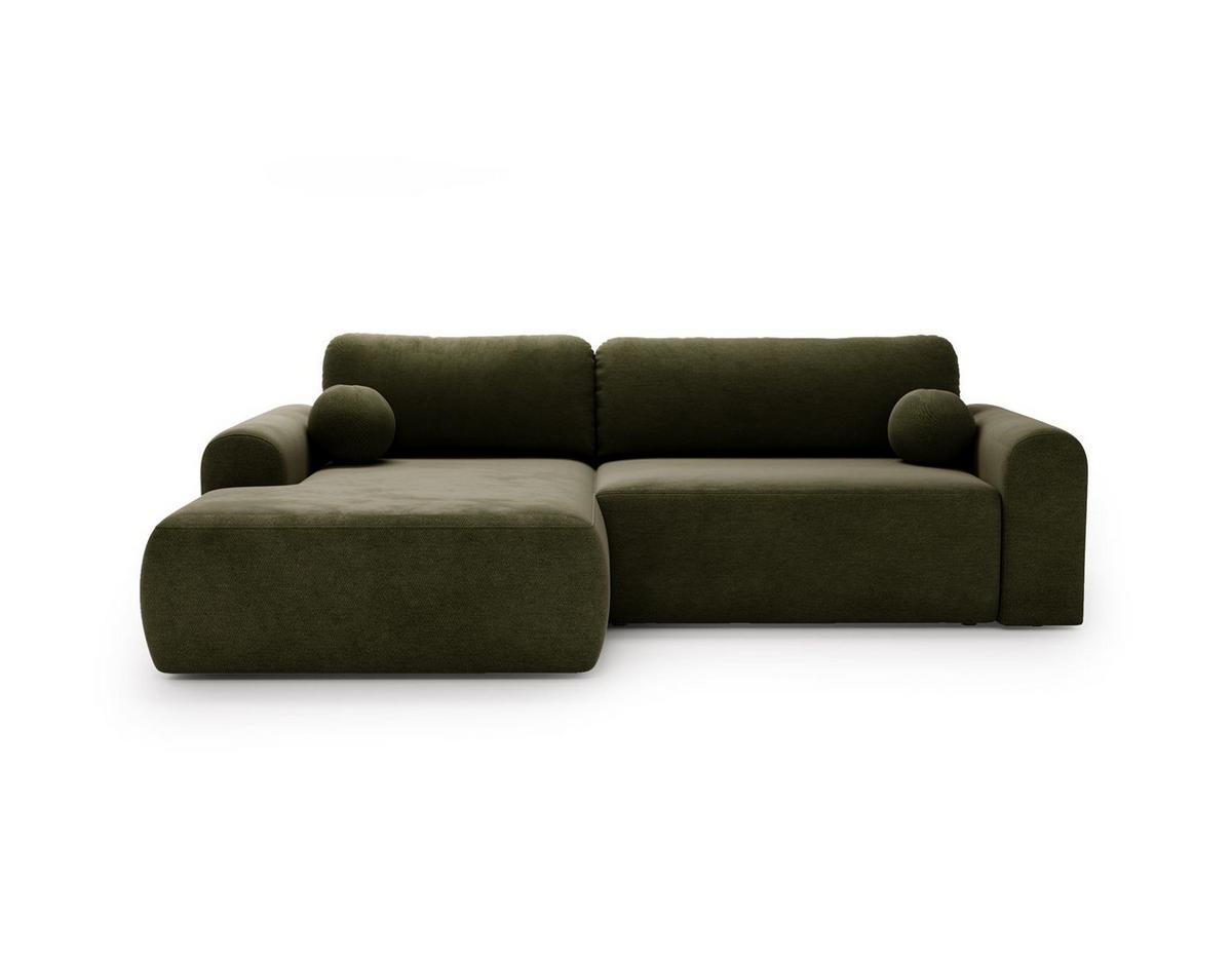 ECKSOFA Aurora Olivgrün, mit Schlaffunktion in Vena Stoff, linke seite - Olivgrün, Holzwerkstoff/Textil (257/177cm) - Bettso