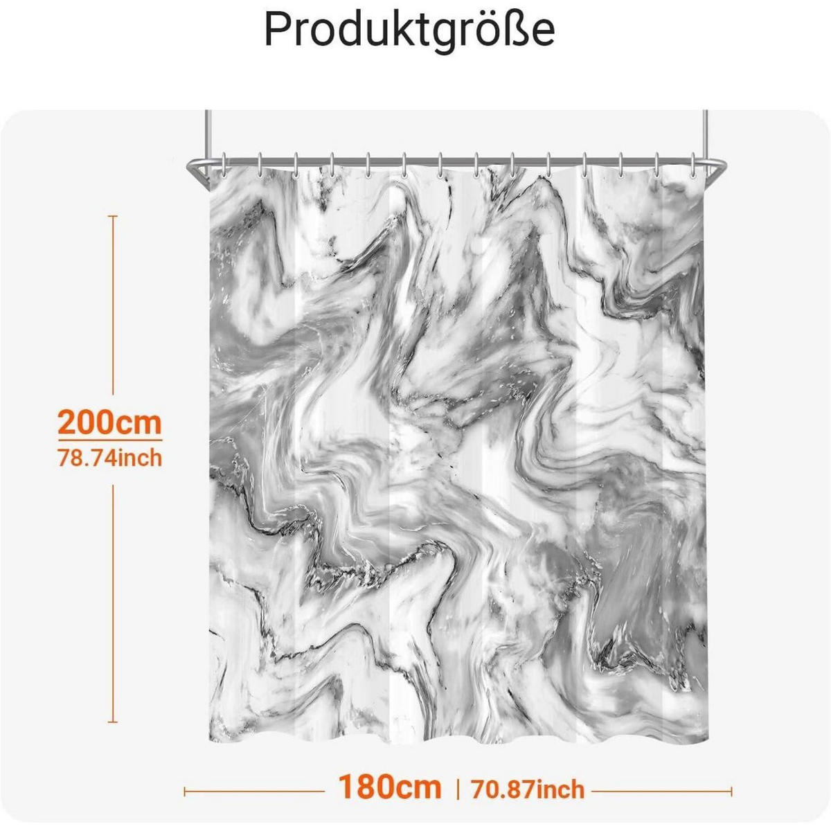 DUSCHVORHANG Marmoroptik 180 x 200 cm Wasserabweisend Waschbar - Multicolor, Textil (180/200cm)