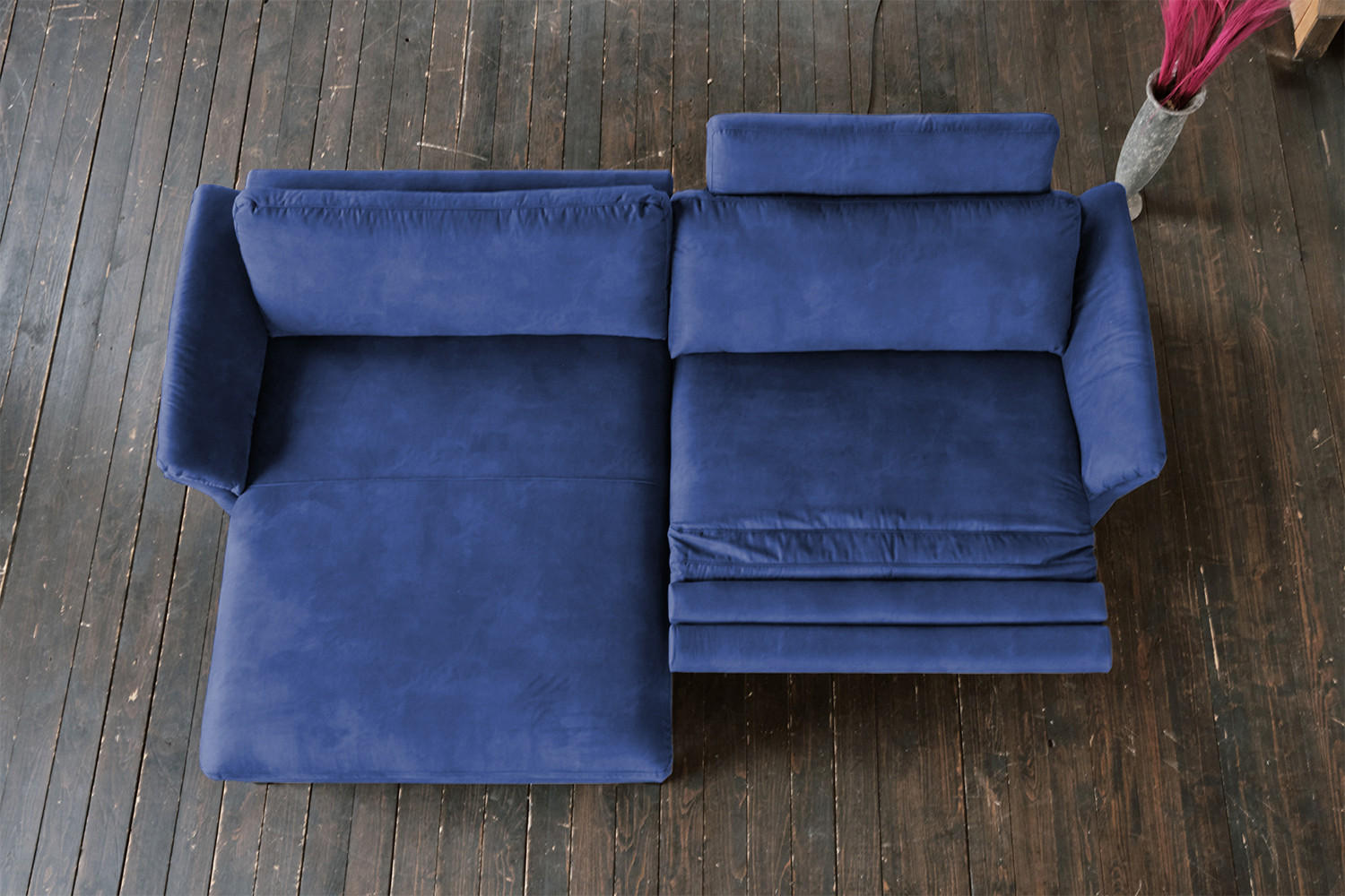 ECKSOFA MIT MOTORISCHER RELAXFUNKTION MALTA Blau Webstoff - Blau/Schwarz, Buchenholz/Textil (302/175cm) - KAWOLA