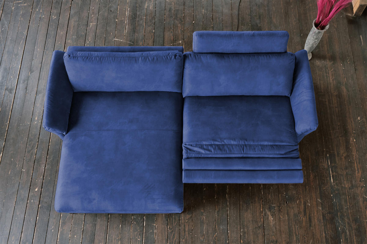 ECKSOFA MIT MOTORISCHER RELAXFUNKTION MALTA Blau Webstoff - Blau/Schwarz, Buchenholz/Textil (302/175cm) - KAWOLA