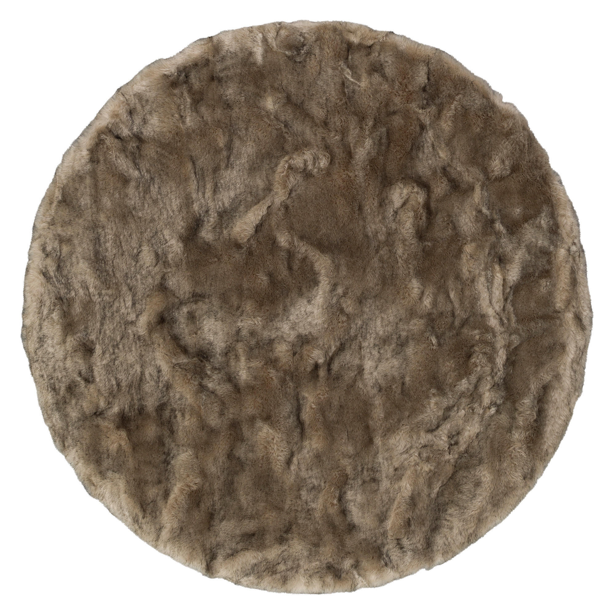 LUXUS SUPER SOFT FELLTEPPICH ASPEN RUND MELIERT - Braun, Textil (80/80cm) - Pergamon