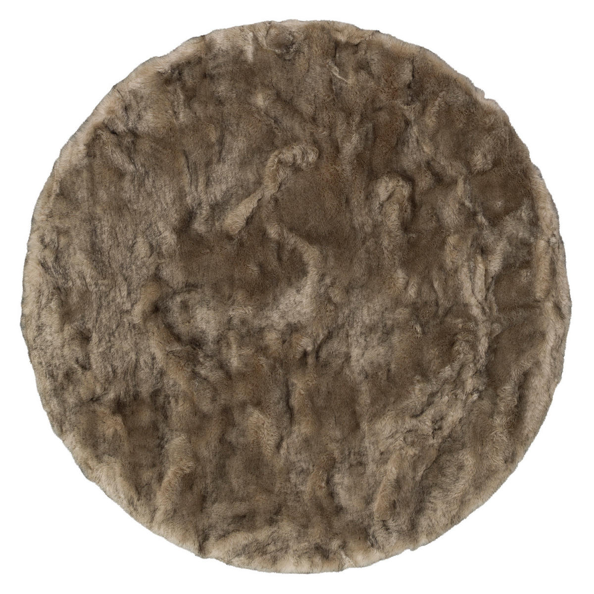 LUXUS SUPER SOFT FELLTEPPICH ASPEN RUND MELIERT - Braun, Textil (80/80cm) - Pergamon