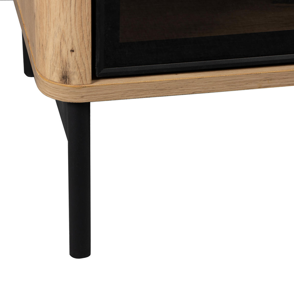 TV-LOWBOARD - Eiche Dekor / Schwarz - Eichefarben/Schwarz, Holzwerkstoff/Metall (157/57/40cm) - home24