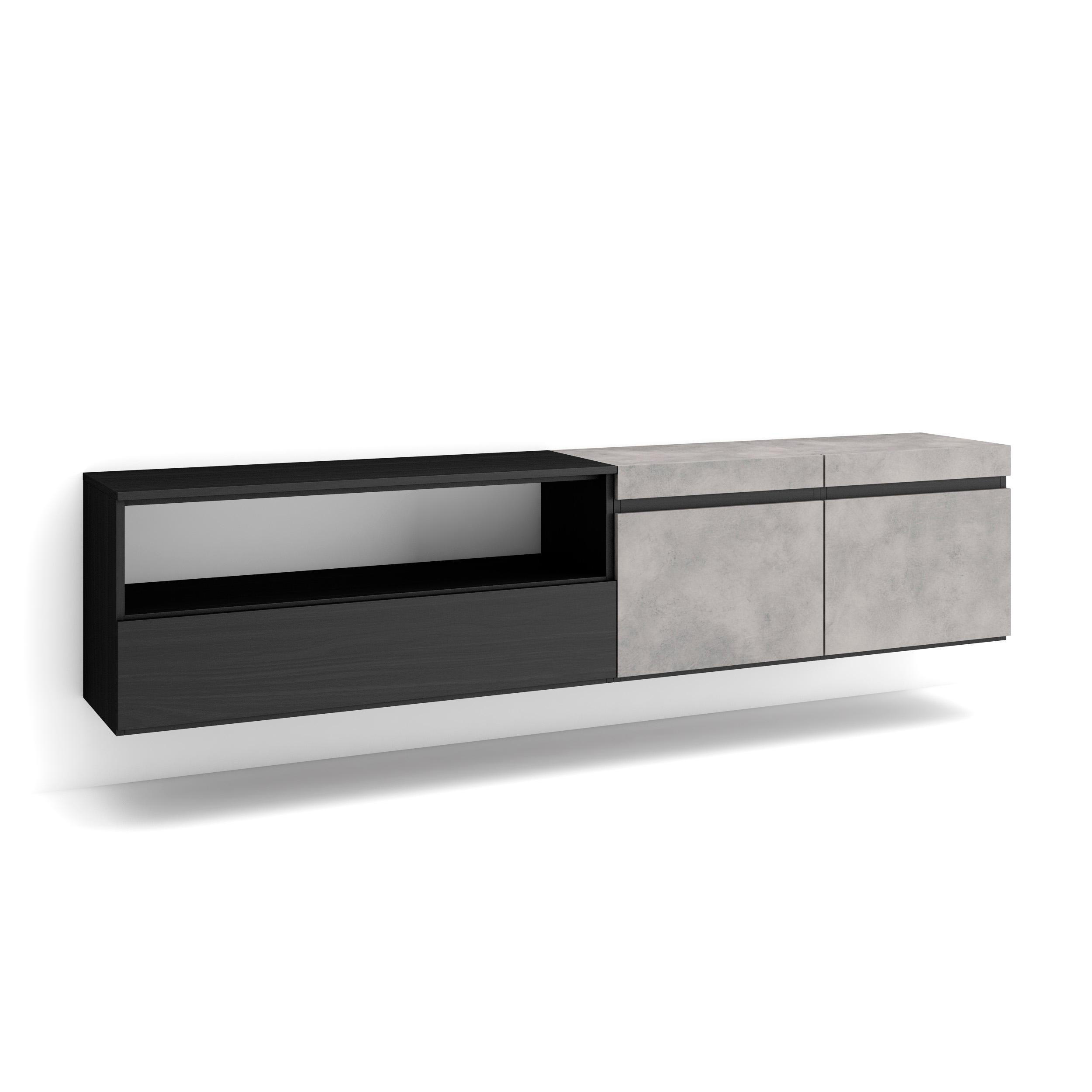 Skraut Home Lowboard Grau, Hellgrau 200x45x35 cm