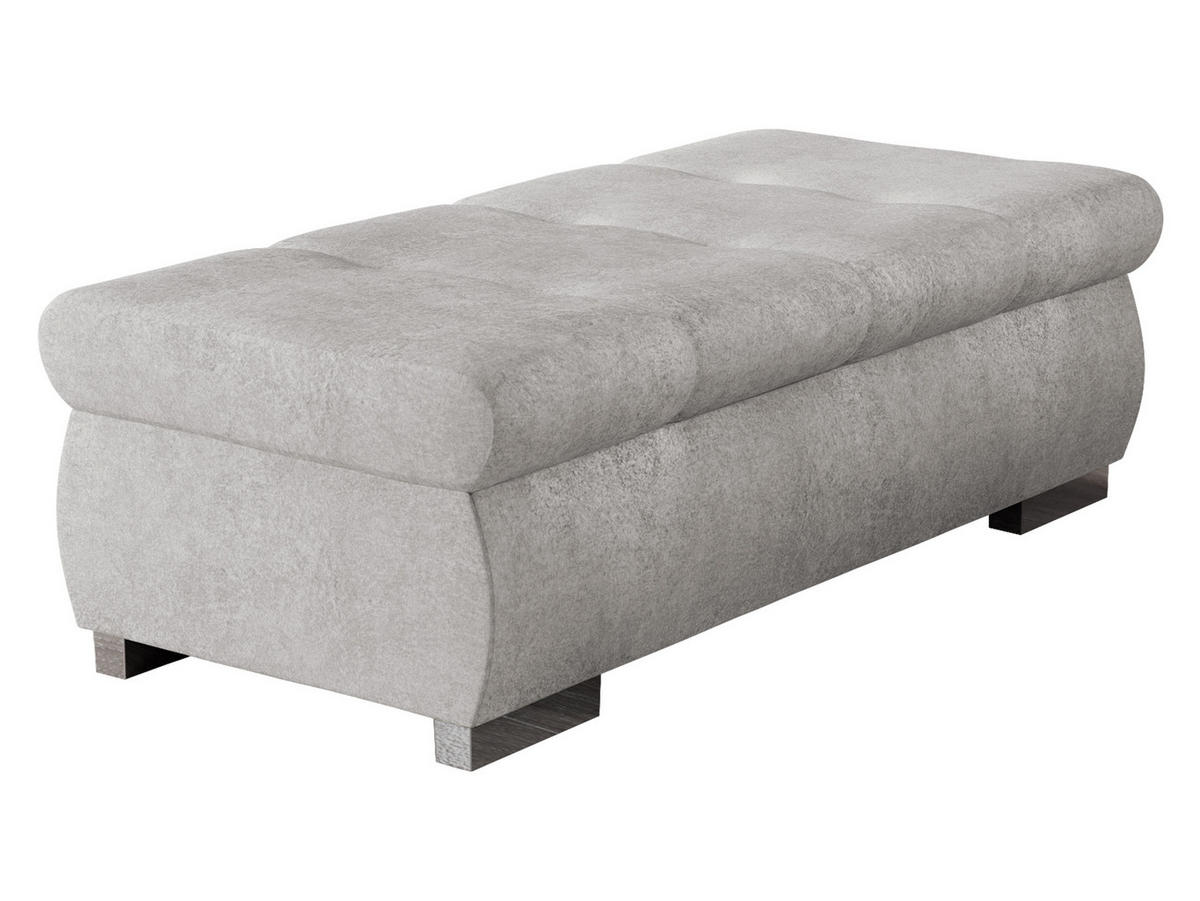 POLSTERHOCKER Orkan Groß - Silberfarben/Hellgrau, Holz/Textil (120/39/60cm) - MIRJAN24