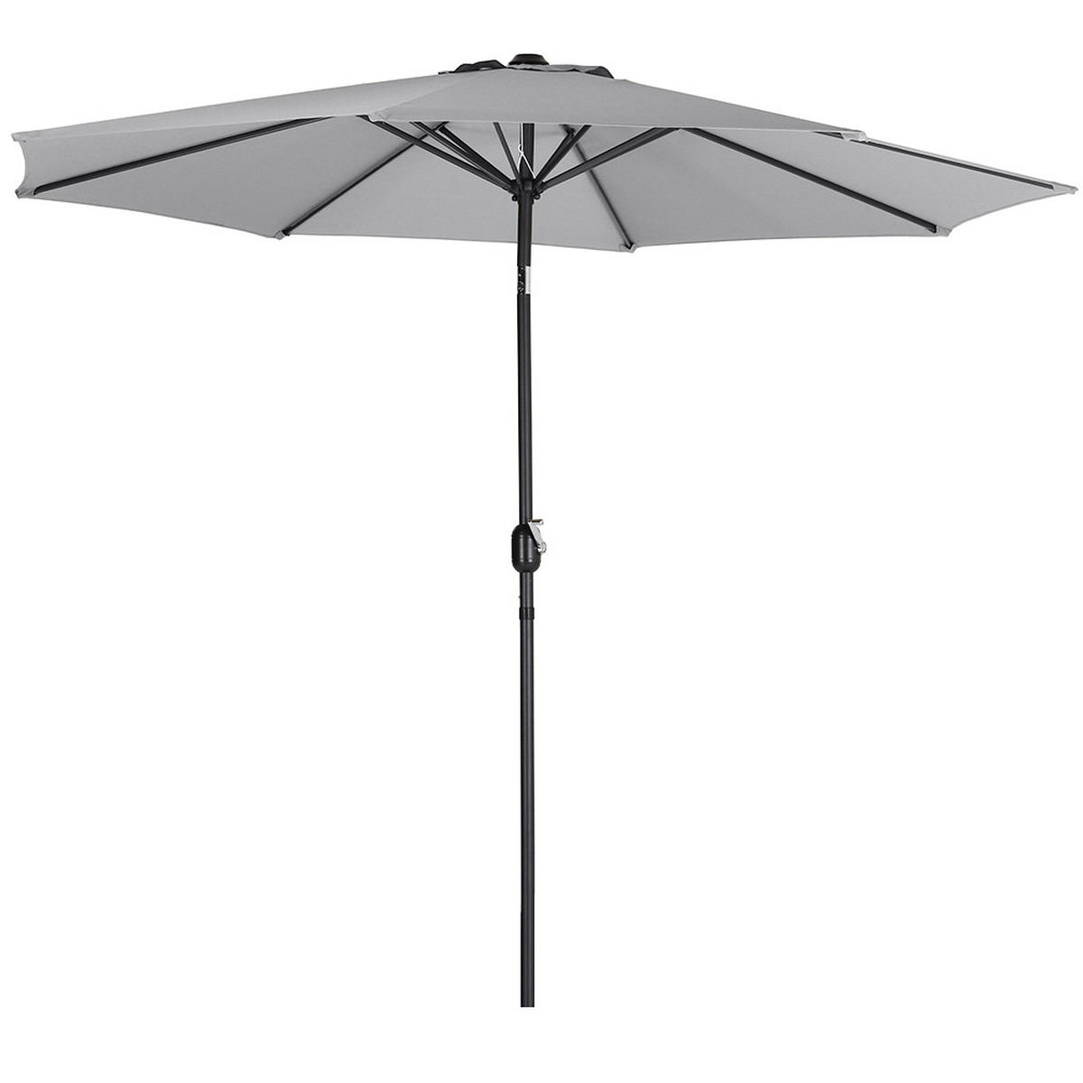 SONNENSCHIRM aus Polyester Metall in Hellgrau mit Resin-Sockel drehbar 360° neigbar 60° 3 x 2.4m Ø49 × 35 cm - Grau, Metall (240/50cm) - Livingandhome