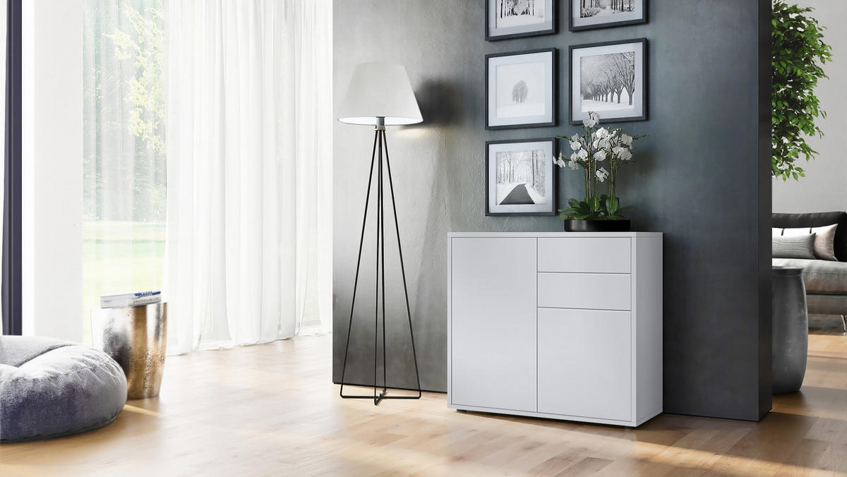 KOMMODE Ben Front in Weiß matt - Weiß, Holzwerkstoff (79/74/36cm) - Vladon