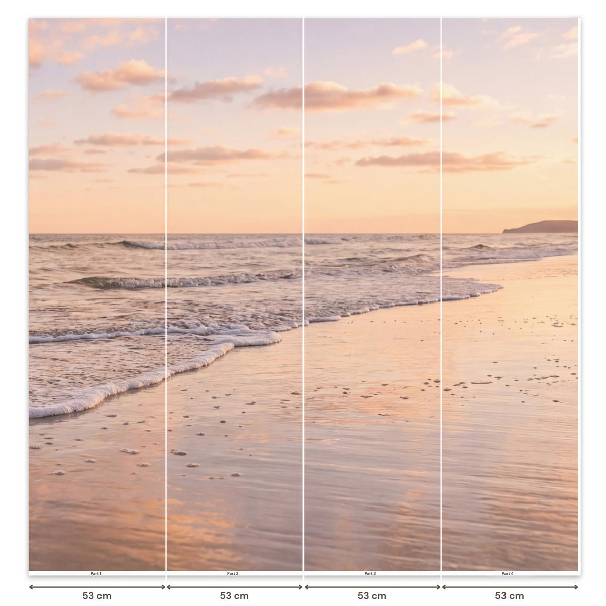 TAPETE - Strand - Brandung - Wolken - 200x200 cm - Hellrosa, Papier (200/200cm) - OnlyWow