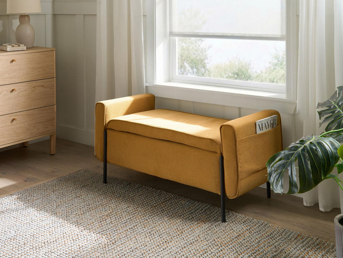 SITZBANK Gelb Lewes - Gelb/Schwarz, Textil (114/55/50cm) - Beliani