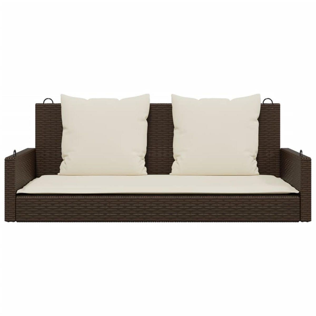 HÄNGEBANK Mit Kissen Braun 119/56/48 Cm Poly Rattan - Creme, Kunststoff (56/48/119cm) - vidaXL