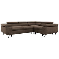 ECKSOFA ORSO L Braun Velvet - Rechts Seite - Schwarz/Braun, Textil/Metall (268/197cm) - MKS