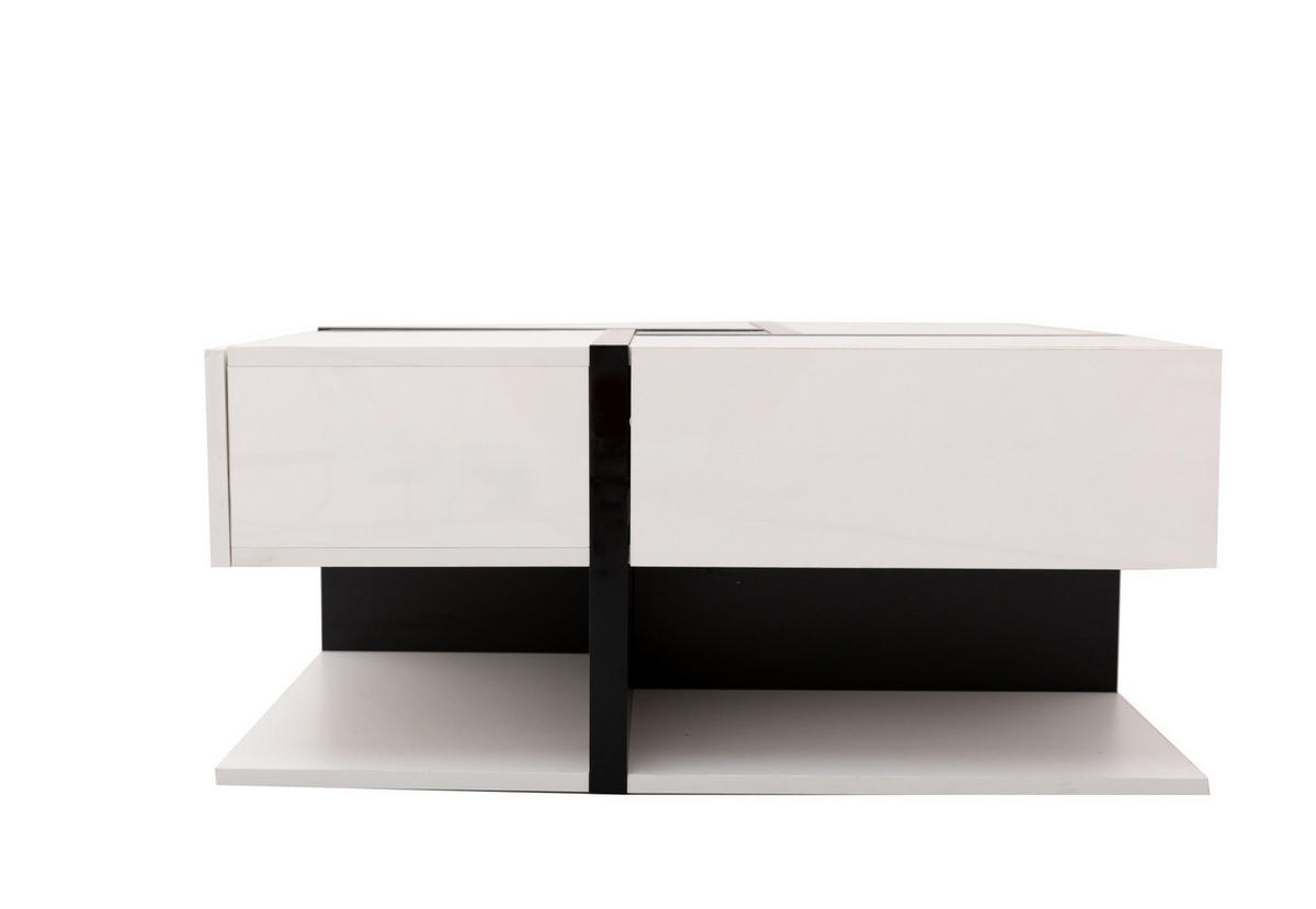 COUCHTISCH 78/78/36 cm in Weiß mit 4 Schubladen und Hochglanzoberfläche - Weiß, Holzwerkstoff (78/78/36cm) - Flora Grace