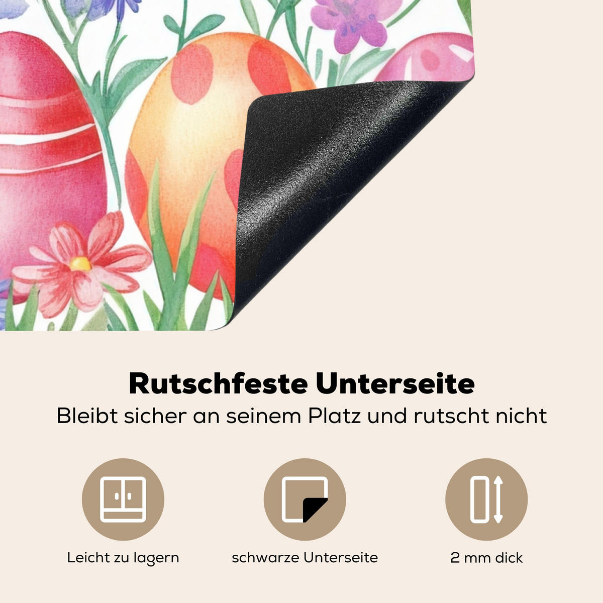 HERDABDECKPLATTE Blumengarten - Bunt - Eier Induktionsmatte 77x59 cm - Weiß, Kunststoff (77/59/0.2cm) - MuchoWow