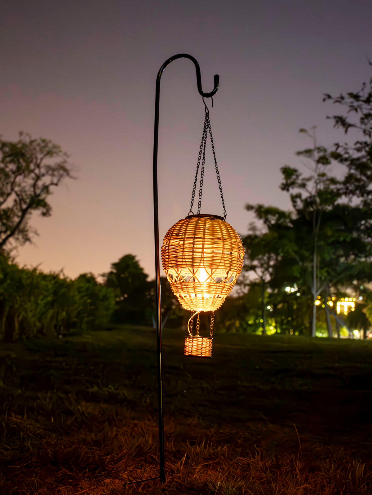 LED-SOLAR-LATERNE - Heißluftballon-Design mit Aufhängung für Garten und Balkon, braun, klein, 1er-Set - Braun, Kunststoff (14/14/48cm) - Northpoint