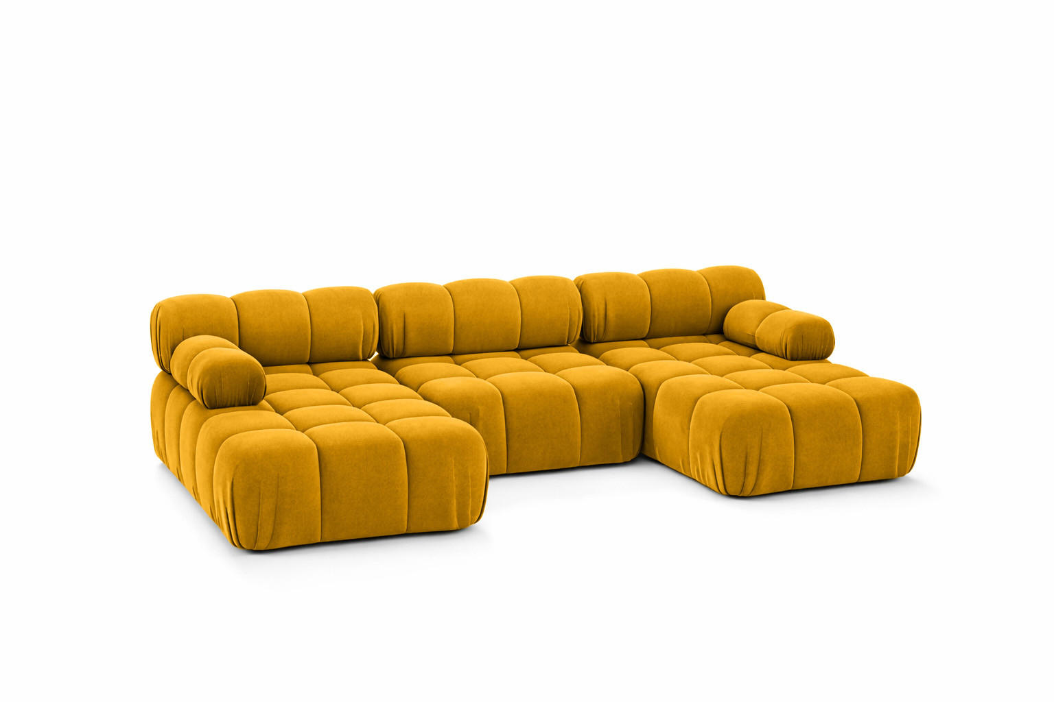 ECKSOFA U-Form, Stoff Velours Salvador, Gelb, Selia U - Gelb, Holz (285/70/160cm) - Kaiser Möbel