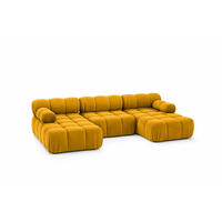 ECKSOFA U-Form, Stoff Velours Salvador, Gelb, Selia U - Gelb, Holz (285/70/160cm) - Kaiser Möbel