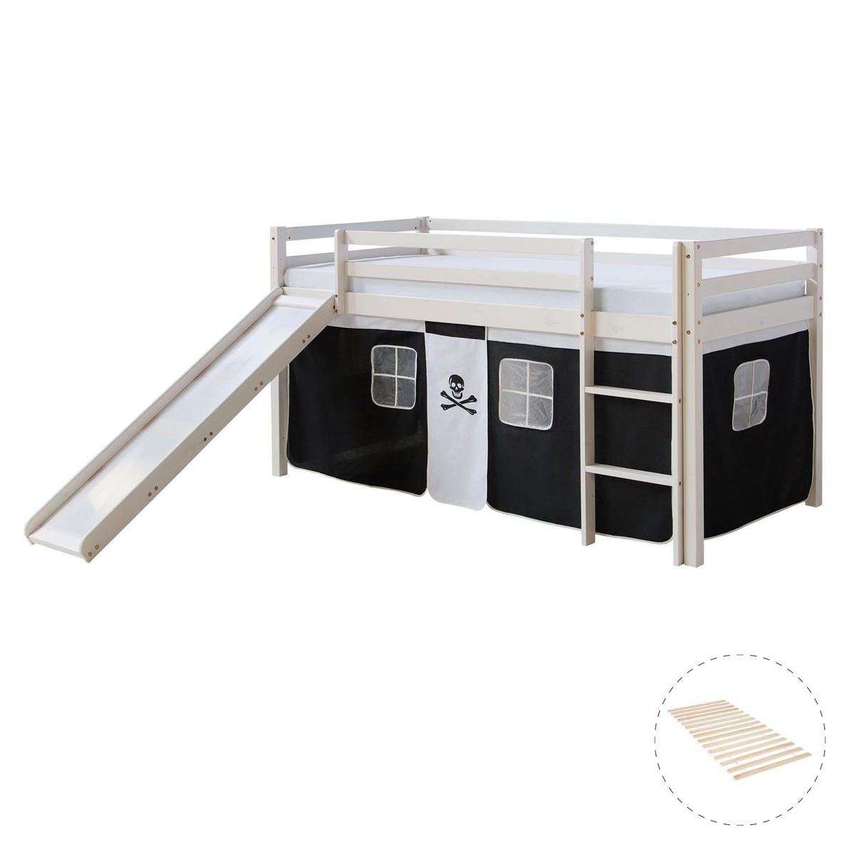 HOCHBETT 90/200 cm mit Lattenrost Pirat - Schwarz/Weiß, Holz - Homestyle4u
