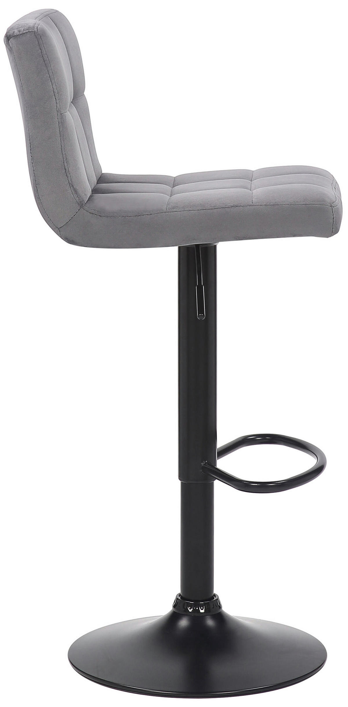 BARHOCKER Fani, Gestell schwarz, Samt Grau - Schwarz/Grau, Textil/Metall (40/85/40cm) - TPFLiving