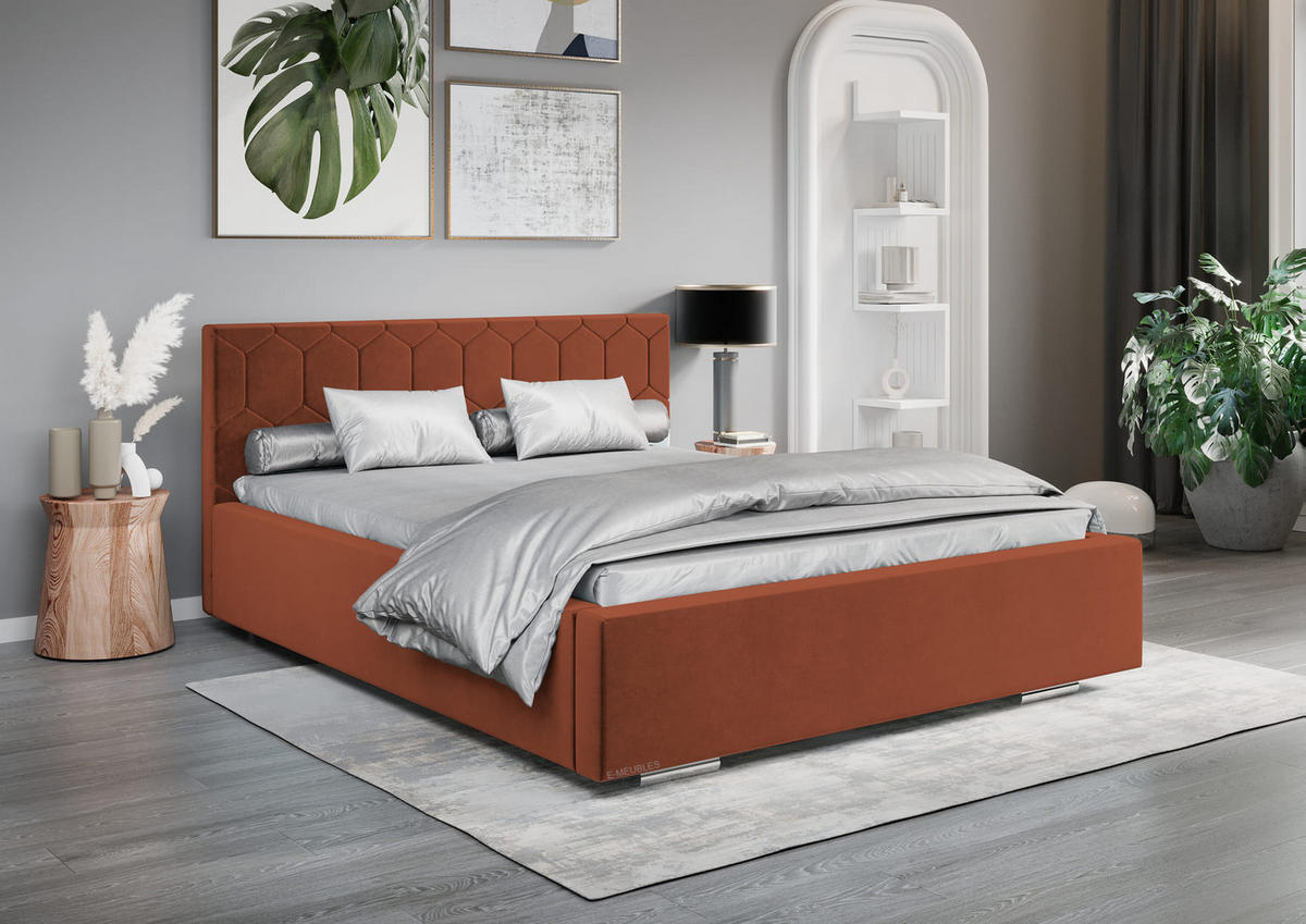 POLSTERBETT Bett 02 - 180x200 - Rust - Orange, Holz/Textil (180/200cm) - Möblo